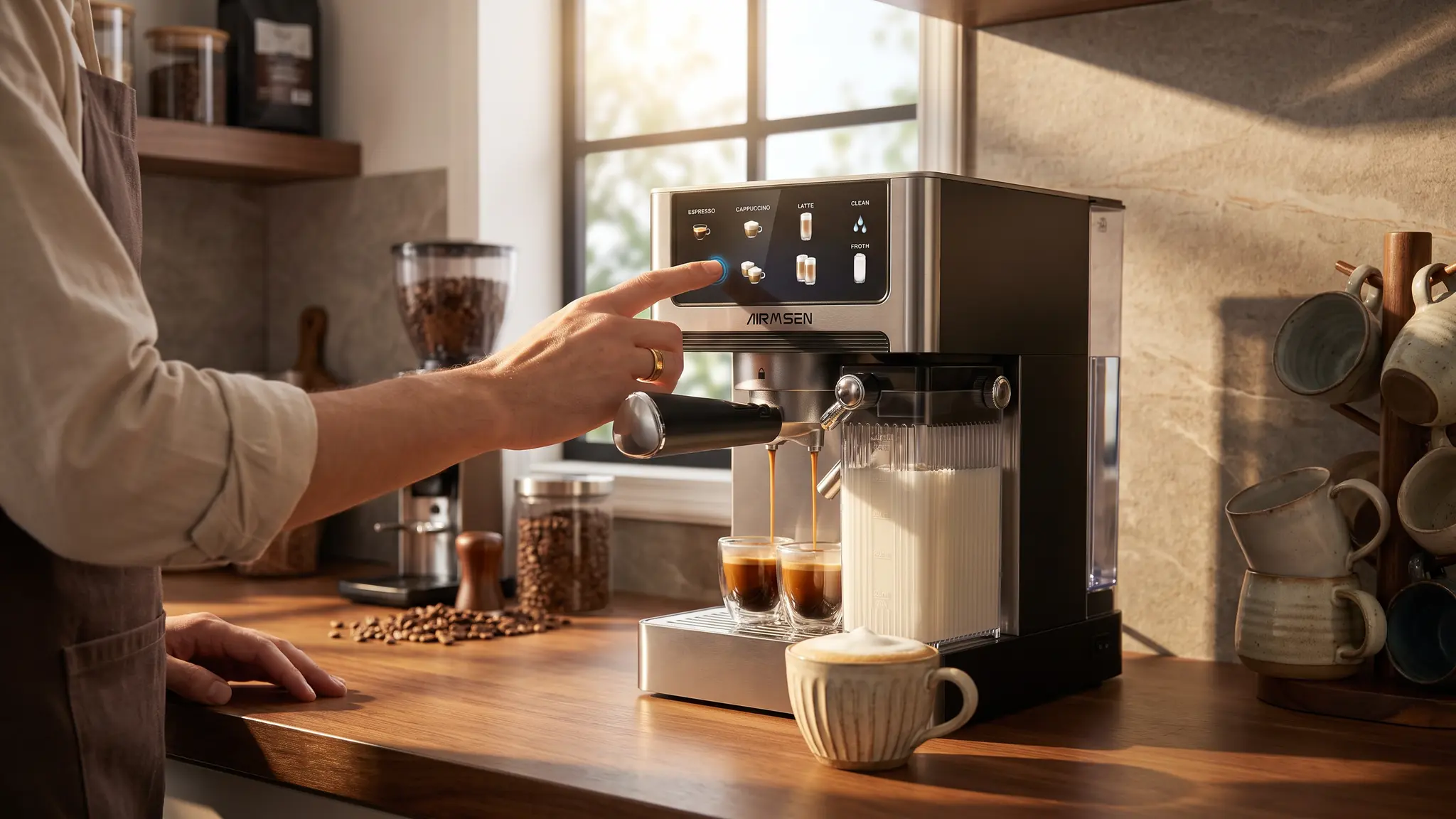 AIRMSEN 20 Bar Espresso Machine coffee workflow