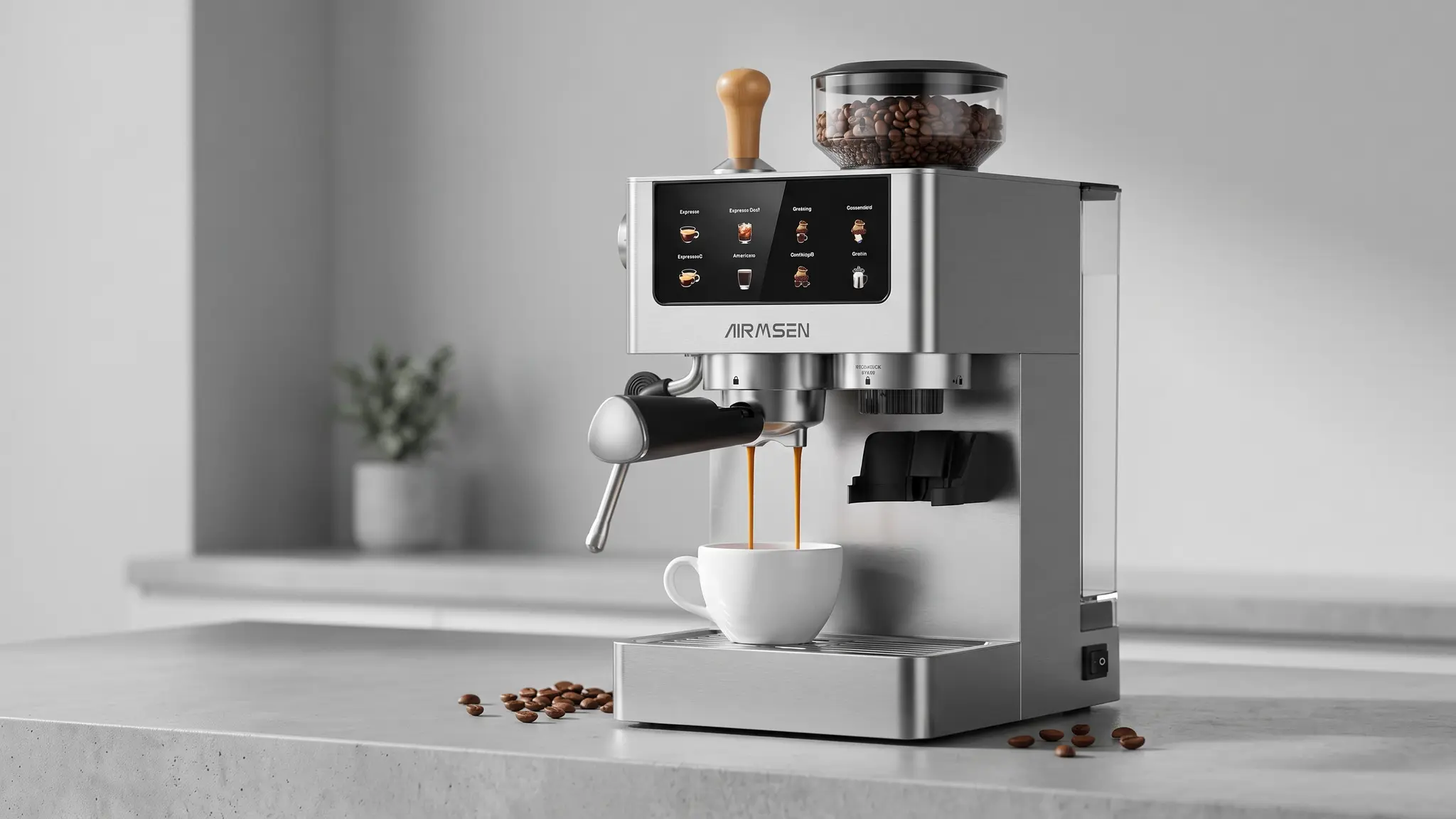 AIRMSEN Espresso Machine Review 2026 - Grinder and Milk Workflow 1 AIRMSEN Espresso Machine product view