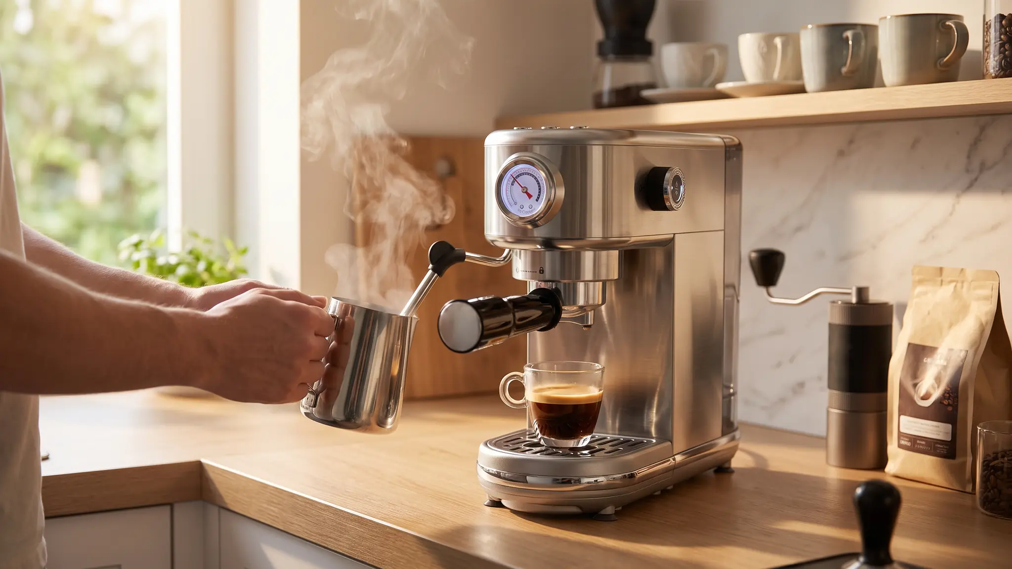 atatix Espresso Machine Review 2026 - Milk Frother and Footprint 2 atatix Espresso Machine coffee workflow