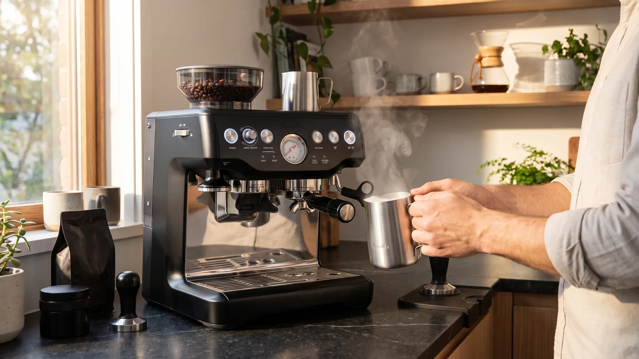 Breville Barista Express BES870BTR Review 2026 - Milk Workflow 2 Breville Barista Express BES870BTR coffee workflow