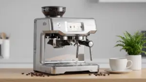 Breville BES880BSS Barista Touch Espresso Machine, Brushed Stainless Steel | Pull barista- product view