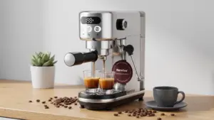 Neretva Espresso Machine 20 Bar, Super Compact Espresso Maker Stainless Steel Professional product view
