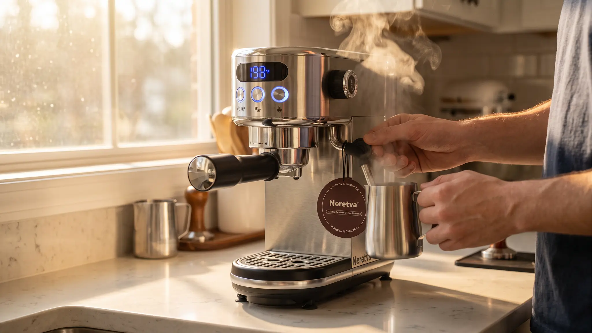 Neretva 20 Bar Espresso Machine Review 2026 - Steam and Footprint 2 Neretva 20 Bar Espresso Machine coffee workflow