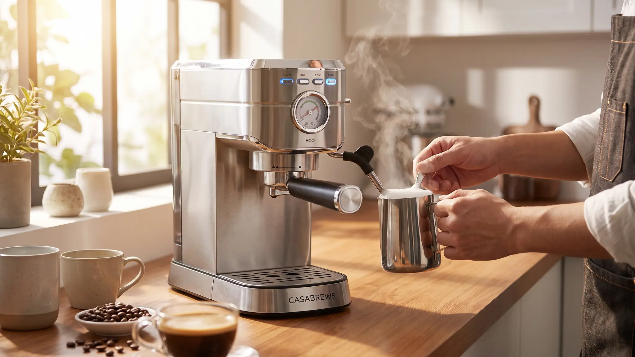 CASABREWS PFAS-Free Espresso Machine coffee workflow